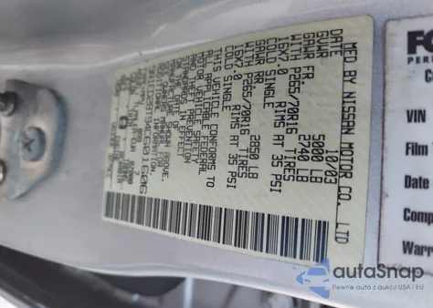 2004 Nissan Xterra Xe z USA, uszkodzony, nr VIN 5N1ED28T94C601606